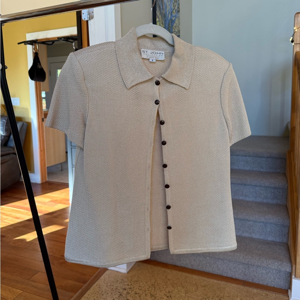 St. John Cream Knit Cardigan